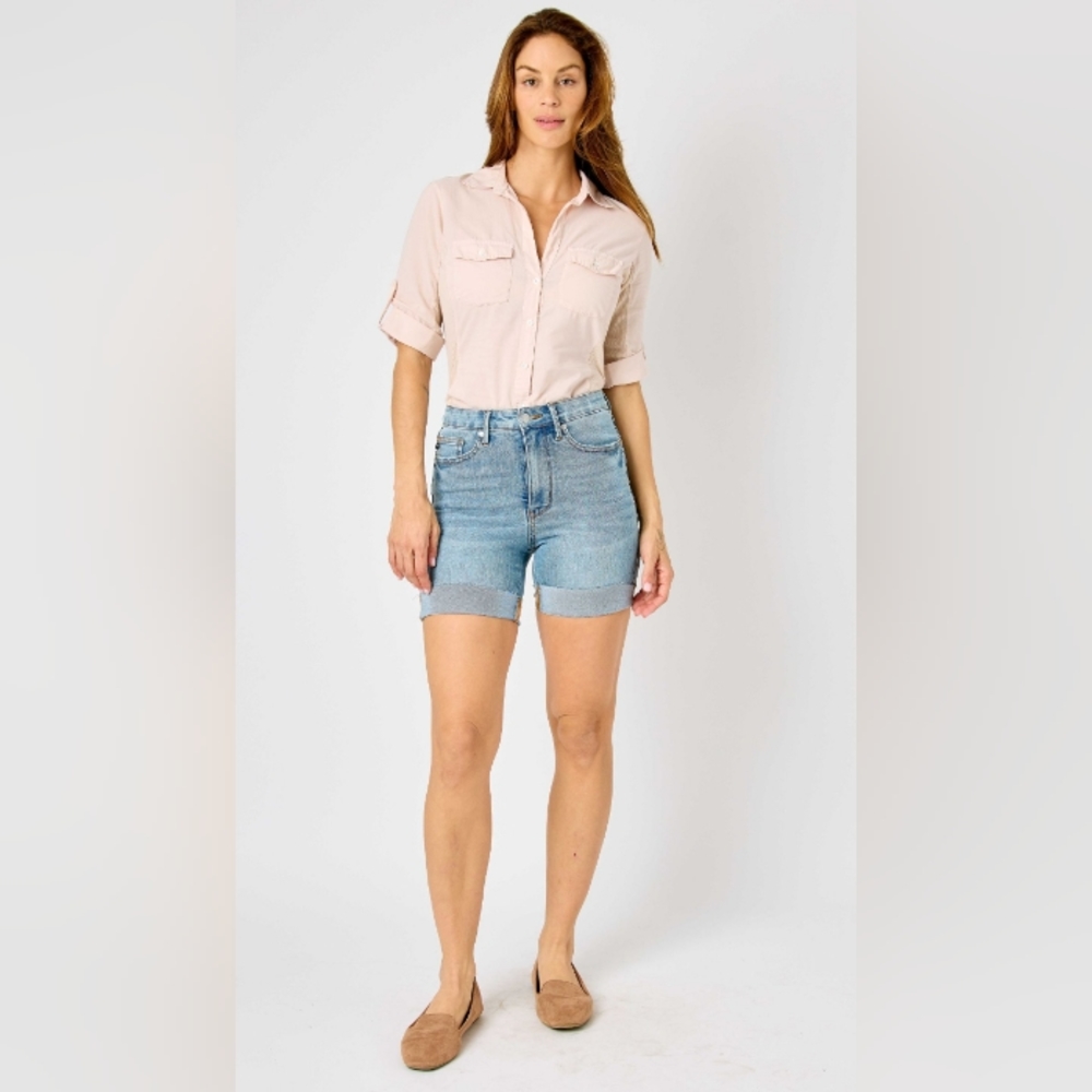 High Waist Tummy Control Cool Denim Shorts